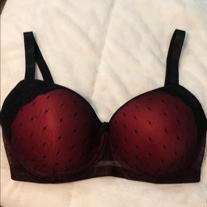 Black and Red Lace Bow Bra